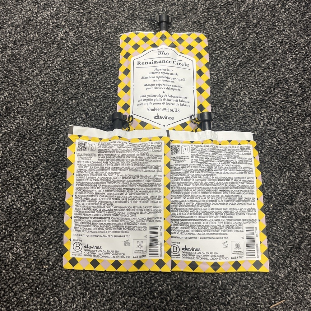 3 PACK* Davines The Renaissance Circle Extreme Repair Hair Mask 50 ml 1.69fl Oz - Picture 2 of 2